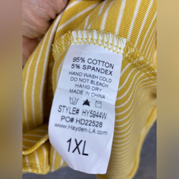 Hayden Women’s Tie Short Sleeve Striped Yellow/White Knit Shift Dress Size XL - Picture 11 of 11